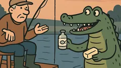 Dowcip: Do wędkarza podpływa krokodyl...