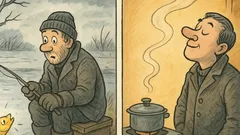 Dowcip: Wacek łowi złotą rybkę w listopad