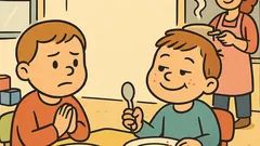 Dowcip: Przedszkolak mówi: modlimy się przed obiadem