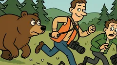 Dowcip: Fotograf i asystent spotykają niedźwiedzia...